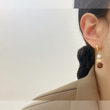 MY35358 小眾設計圓球木質耳環女韓國復古個性簡約百搭氣質時尚耳扣耳飾