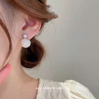 HE9689真金電鍍銀針鑲鑽山茶花耳環韓國小眾設計超仙耳釘百搭耳飾