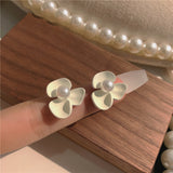 HE5191-925銀針C形珍珠花朵耳環氣質韓版簡約網紅耳釘小眾輕奢設計感耳飾