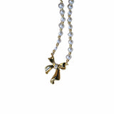 MY35706蝴蝶結珍珠項鍊女高級鎖骨鏈爆款