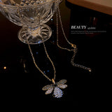 HN980-韓國ins風鑲鑽珍珠蜜蜂吊墜項鍊時尚個性複古毛衣鏈氣質百搭項飾