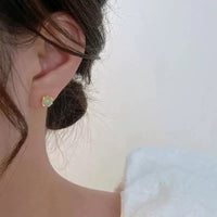 MY34549純銀耳釘女復古法式高級感大氣氣質耳環春夏冷淡風玉質耳飾