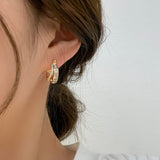 MY31189春季新款港風輕奢超閃鋯石幾何方形耳環設計感氣質耳圈女