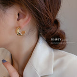 HE7481-HE7487幾何C形弧面耳環韓國ins小眾簡約氣質耳釘個性高級感耳飾925銀針