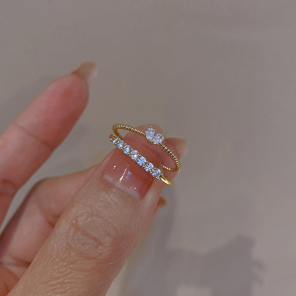 MY35434戒指女精緻愛心食指戒高級感韓國ins風新款時尚個性