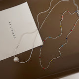 MY35718氛圍感彩色串珠滴釉項鍊鎖骨鏈簡約氣質百搭配飾