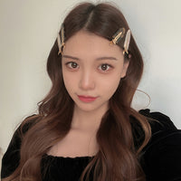 MY32851-韓國簡約豹紋煥彩無痕髮夾側邊夾少女一字夾子頭飾