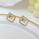 MY34009幾何菱形方塊耳釘飾韓國金屬個性耳環925銀針