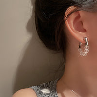 MY30513-韓版ins磨砂水晶串珠金屬耳環耳釘2021年新款潮高級感輕奢復古