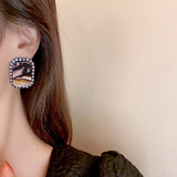 MY34324-韓國秋冬方形輕奢耳環2021年新款潮氣質小眾復古時尚百搭耳釘