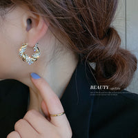 HE7491韓國鑲鑽纏繞麻花圓形耳扣ins金屬設計感耳環氣質高級感輕奢耳飾