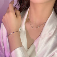 韓系彩光方塊水晶項鍊頸鍊鎖骨鏈個性百搭項飾女HN2020