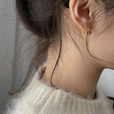 韓國東大門蝴蝶結耳扣簡約小巧精緻設計感耳環HE8451