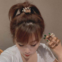 MY32688-韓國秋季新款咖色系電話線髮圈髮飾簡約無痕發繩馬尾丸子頭繩