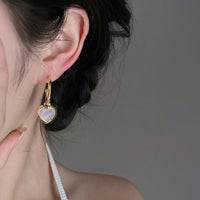 MY34851法式輕奢貝殼愛心耳環女2021年新款潮耳釘簡約設計感耳扣小眾耳飾