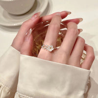 MY35357山茶花復古戒指女輕奢小眾氣質食指指環精緻開口可調節時尚個性