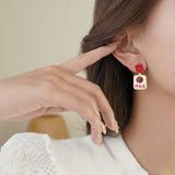 MY35017柿柿如意耳環2021年新款潮韓國氣質網紅銀針耳飾卡通可愛紅色耳釘