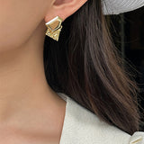 MY34186-高級感金屬耳釘925銀針歐美不規則設計感耳環輕奢小眾簡約氣質女
