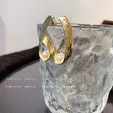 MY34220-歐美精緻復古高級感法式金屬珍珠耳環2021年新款ins冷淡輕奢耳釘