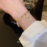 478韓國東大門鑲鑽珍珠拼接手鍊時尚個性高級感手環氣質手飾