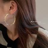 HE5474-925銀針不規則C形耳圈歐美金屬冷淡風個性耳環時尚誇張高級感耳飾