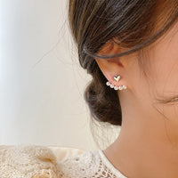 MY34774-925銀針高級感兩戴式珍珠愛心耳釘女2021年新款潮簡約百搭耳飾