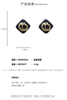 MY36052韓國小眾設計字母黑色耳環925銀針耳釘