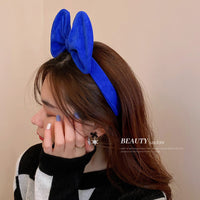 HH1656克萊因藍色蝴蝶結髮箍頭飾ins氣質高級感頭箍韓國個性秋冬髮飾女