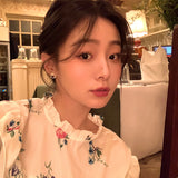 MY32511夏日少女輕奢甜美日韓法式耳環超仙女氣質簡約耳飾
