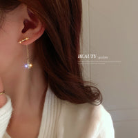 HE3763-925銀針韓國鑲鑽氣質耳環一款兩戴耳釘ins網紅個性高級輕奢耳飾女